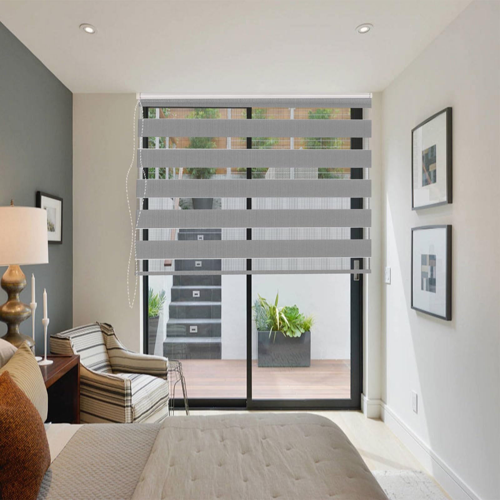 Blackout Roller Blinds 35 x 200 cm UV Protection Light Filtering Light Filtering Privacy Day Night Blinds with Install Accessories for Windows Room Darkening, Jasny szary