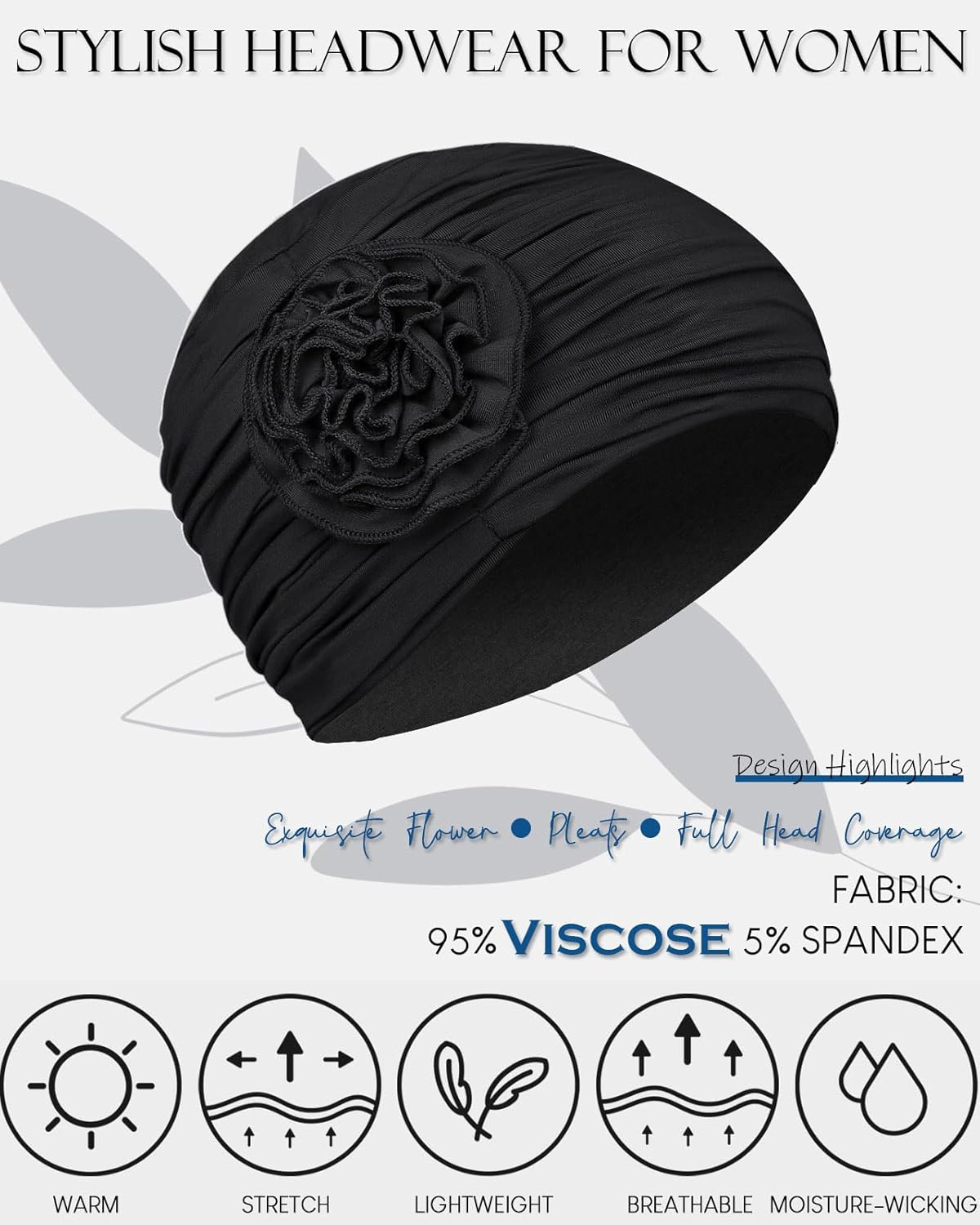 Alnorm Flower Design Chemo Hair Loss Caps Cancer Headwear for Women - Image 3
