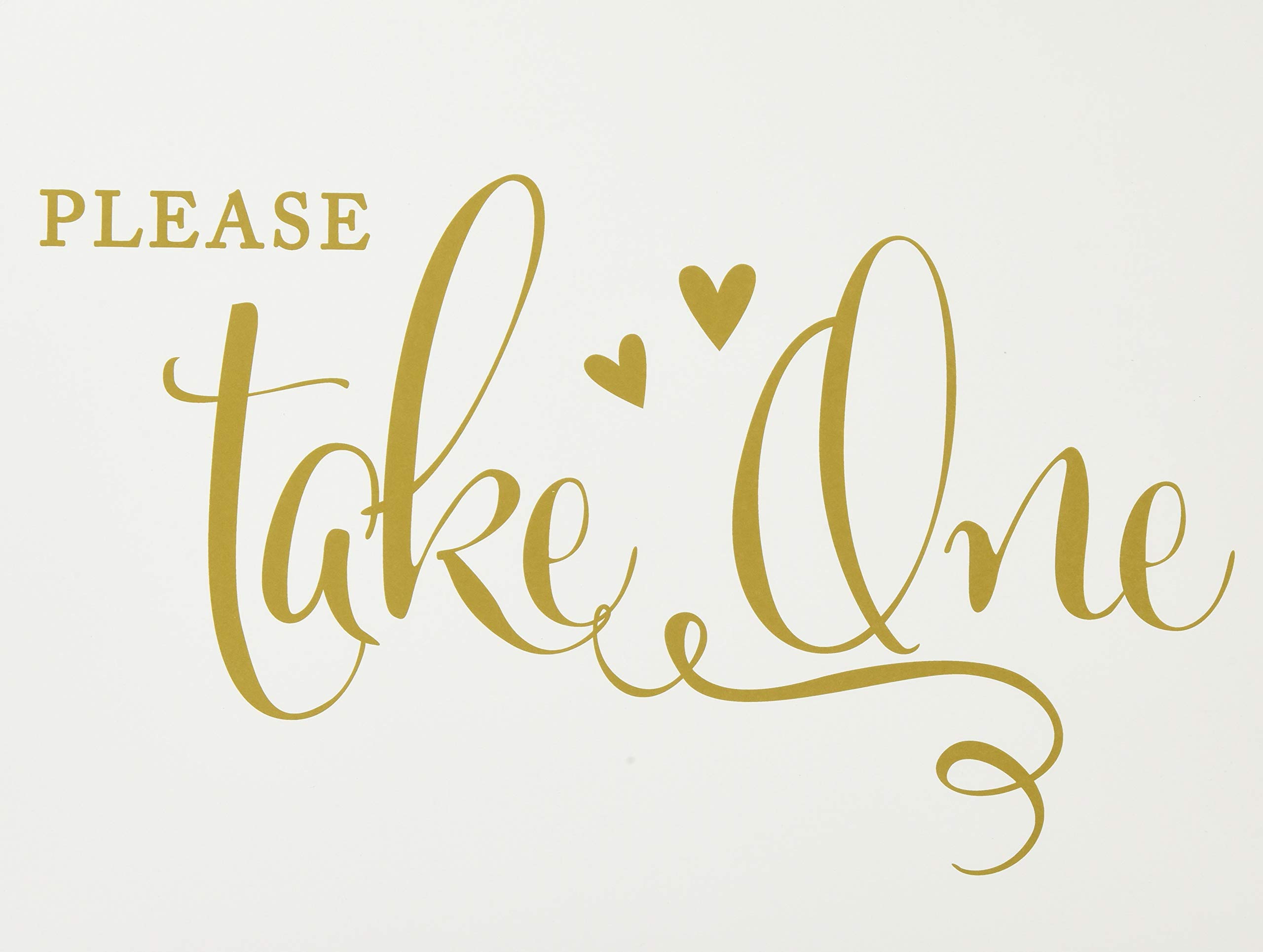 Andaz Press Wedding Party Signs, Metallic Gold Ink Print, 8.5-inch x 11-inch, Please Take One, 1-Pack, Birthday Anniversary Graduation Party Favors Table Sign