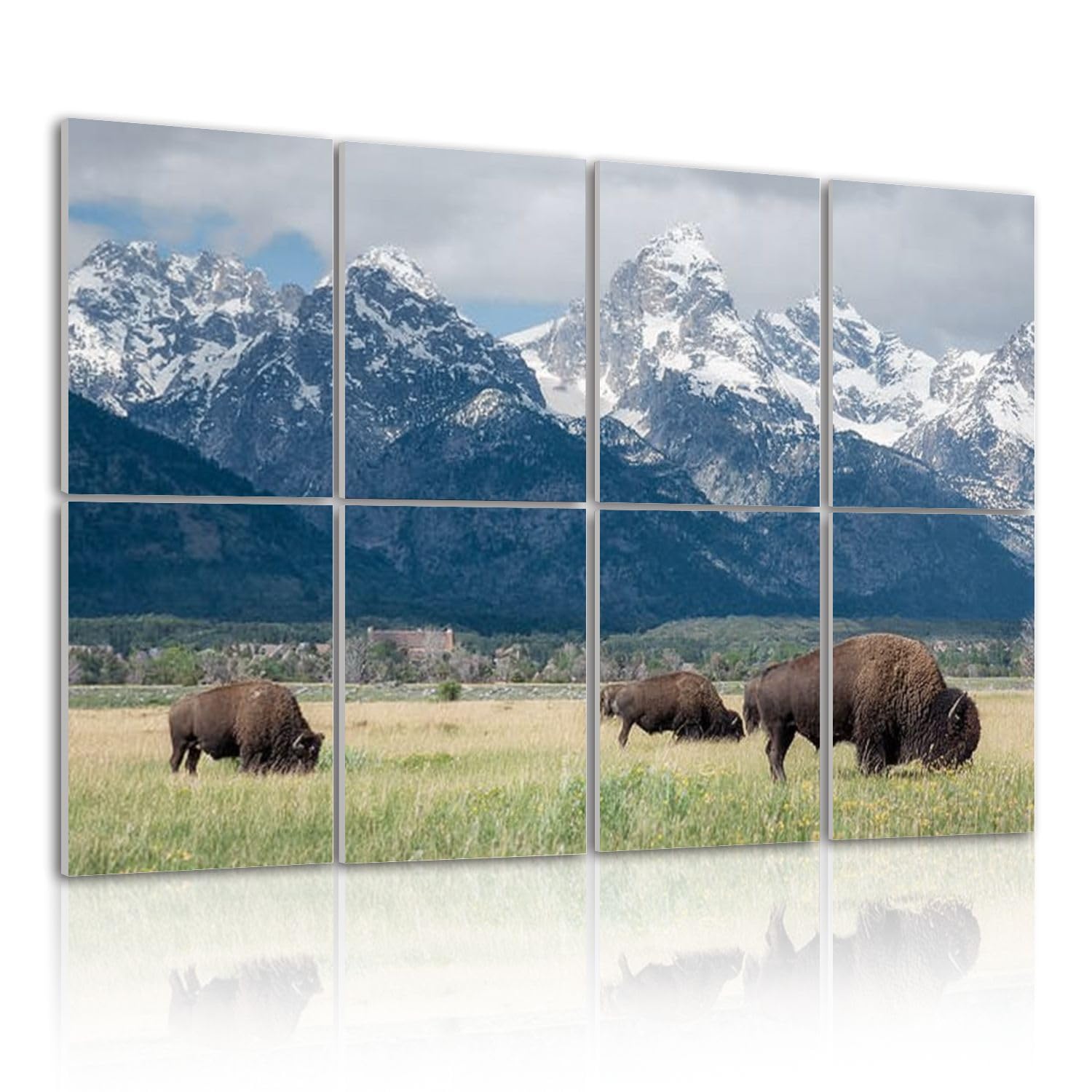 8 Pack Art Acoustic Panels Self Adhesive American Buffalo 32"x48" Decorative Acoustic Panels Sound Absorbing Wall Art for Studios Office Theaters