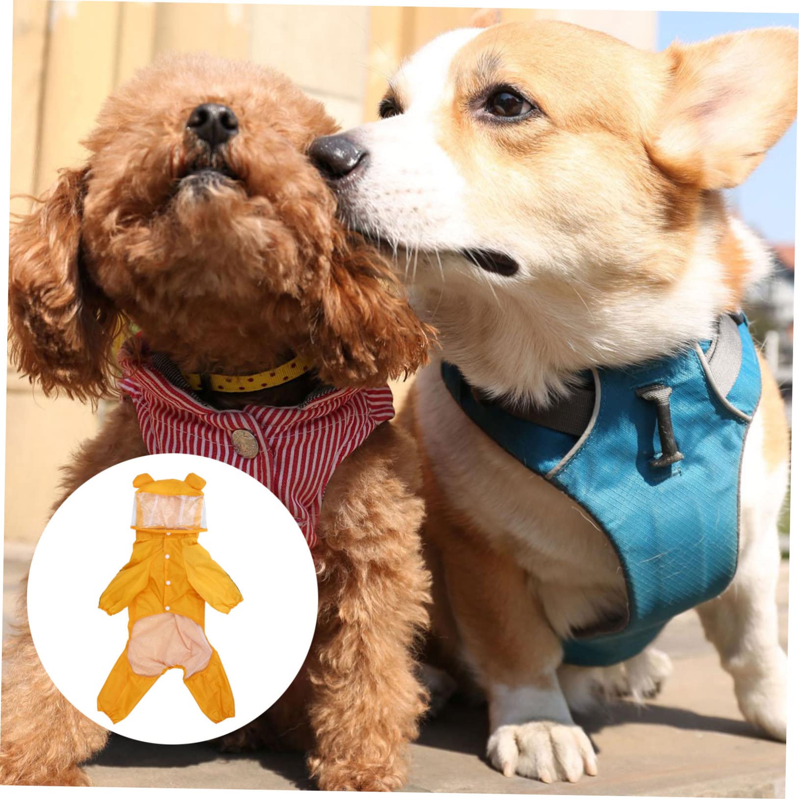 Housoutil 3pièces Manteau De Pluie Abeille pour Chien Veste Imperméable Et Mignonne pour Petits Et Moyens Chiens Élégante Et La Pluie
