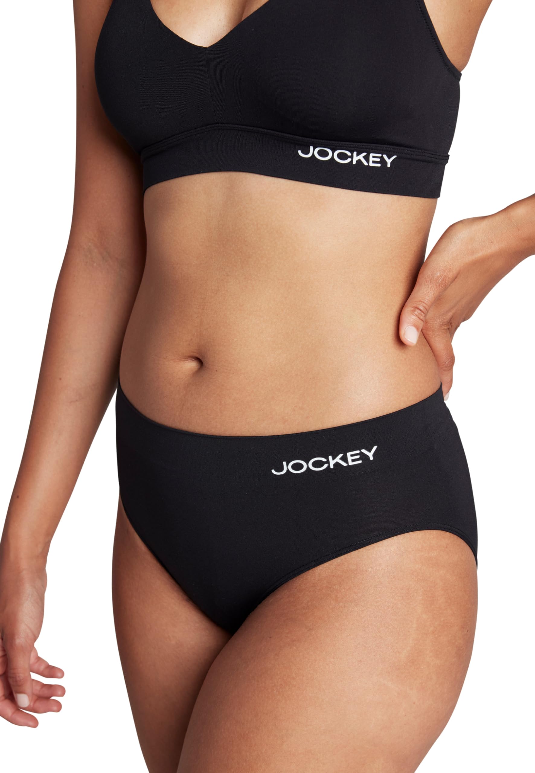 Jockey Women's Eco Seamfree Smooth Hipster, Black, S