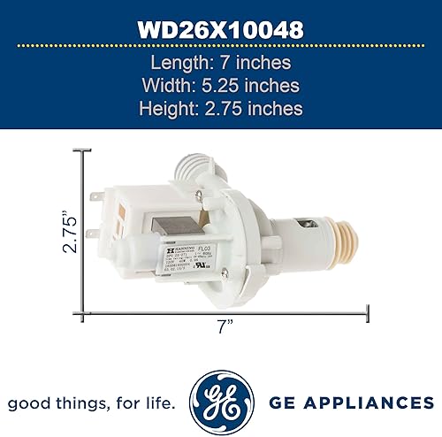 Miniatura 5 de GE WD26X10048 - Conjunto de bomba de drenaje original OEM para lavavajillas GE