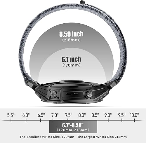 Vista 12 de Compatible con Garmin Fenix 7X/6X/6X Pro/5X/5X Plus, correa de reloj de nailon de 0.86 pulgadas con velcro de ajuste rápido y fácil de ajustar