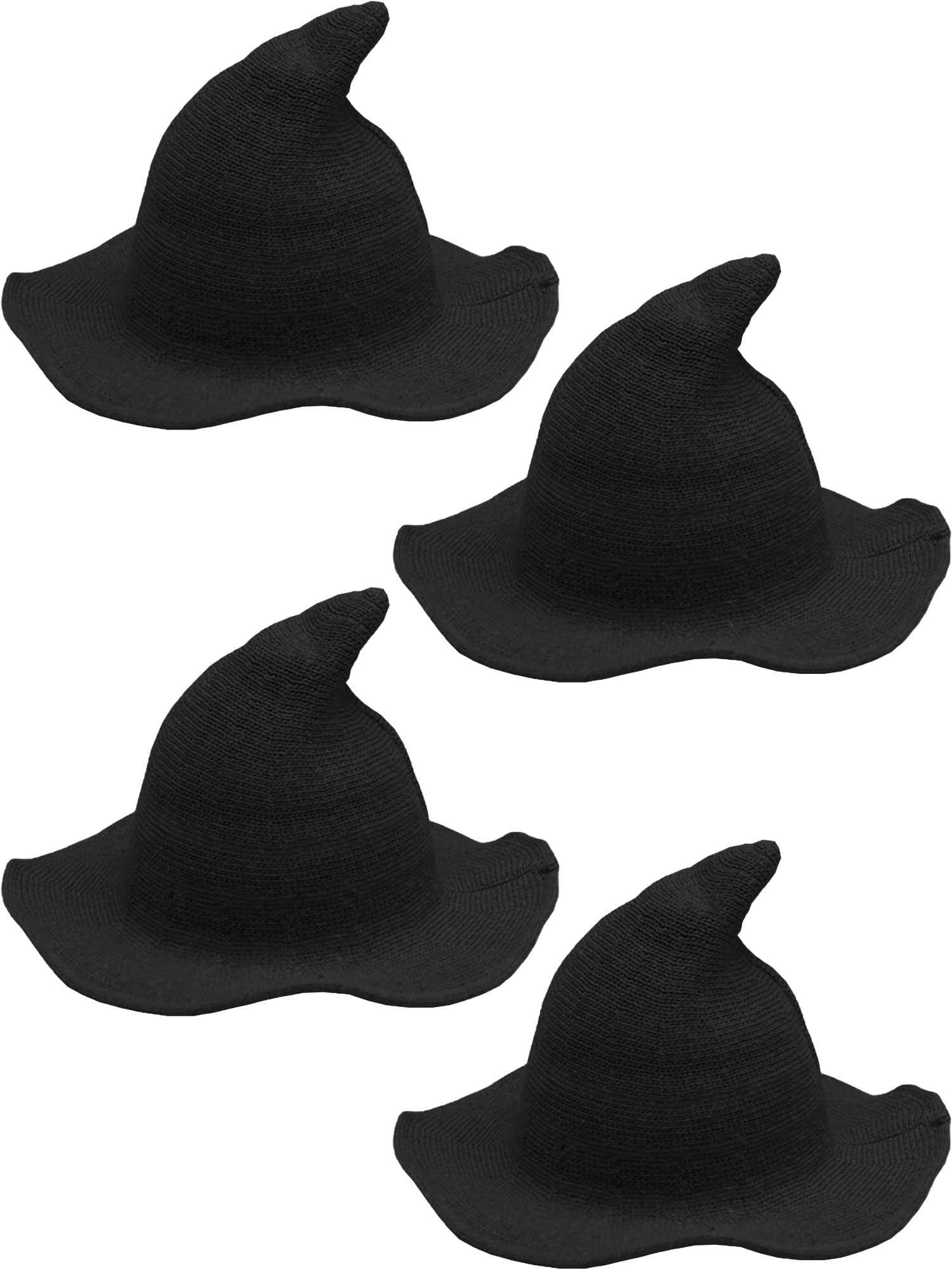 Haconba 4 Pack Halloween Witch Hat Wool Witch Hats for Halloween Party Decor
