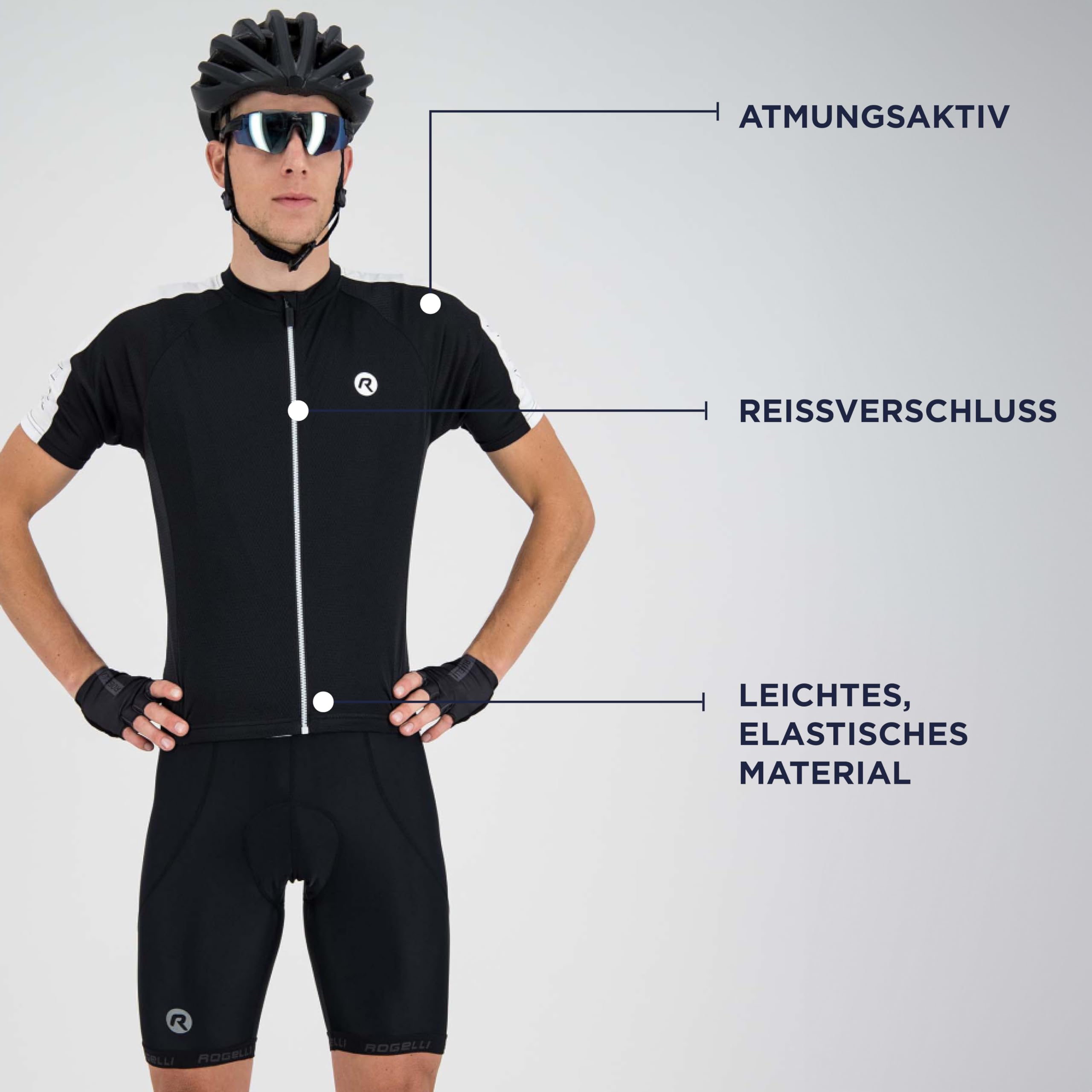 Rogelli Explore - Radtrikot Kurzarm - Herren | 4 Rückentaschen - Silikongriff - Atmungsaktiv - Rundhals - Temperatur 15 - 30 °C