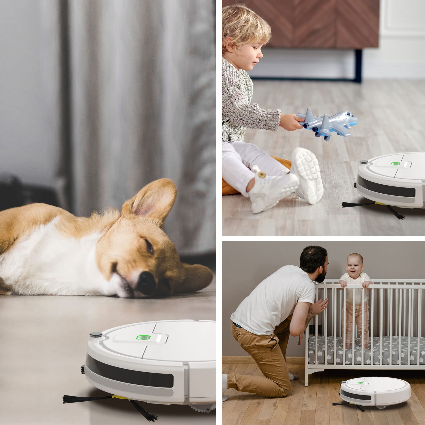 Robotic Vacuums, Self-Charging Robot Vacuum Cleaner,1800Pa Tangle Free Suction Robotic Vacuums Good for Pet Hair Hard Floor Low Pile Carpet,Quiet,Anit-Drop Floor Sweeper Robo