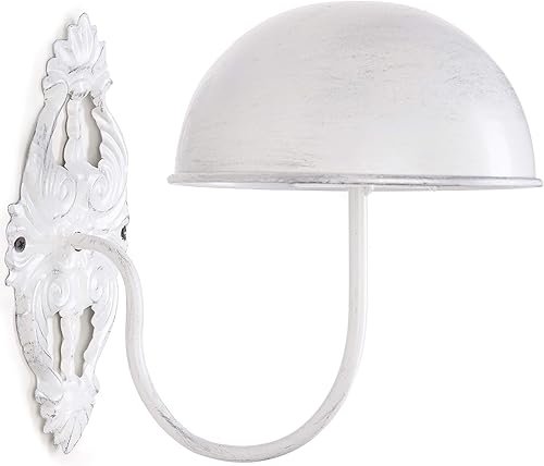 Miniatura 5 de MyGift Soporte de pared para sombrero, juego de 2 estantes de exhibición de sombreros de metal negro y pelucas (blanco)