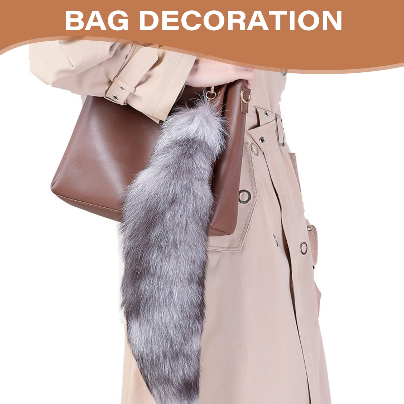 Super Huge Fox Tail Keychain - 40cm Fluffy Cosplay Tail Pendant For Bags & Accessories - View #5