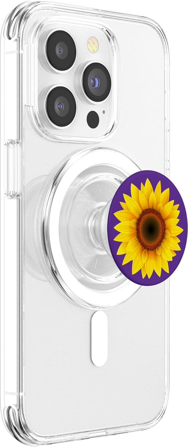 Sunflower Sun Flower Decor Girasol Yellow Purple Background PopSockets MagSafe PopGrip for iPhone