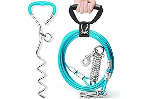 Super Dog Tie Out Cable with Stake: Heavy Duty Outdoor Dog Leash...