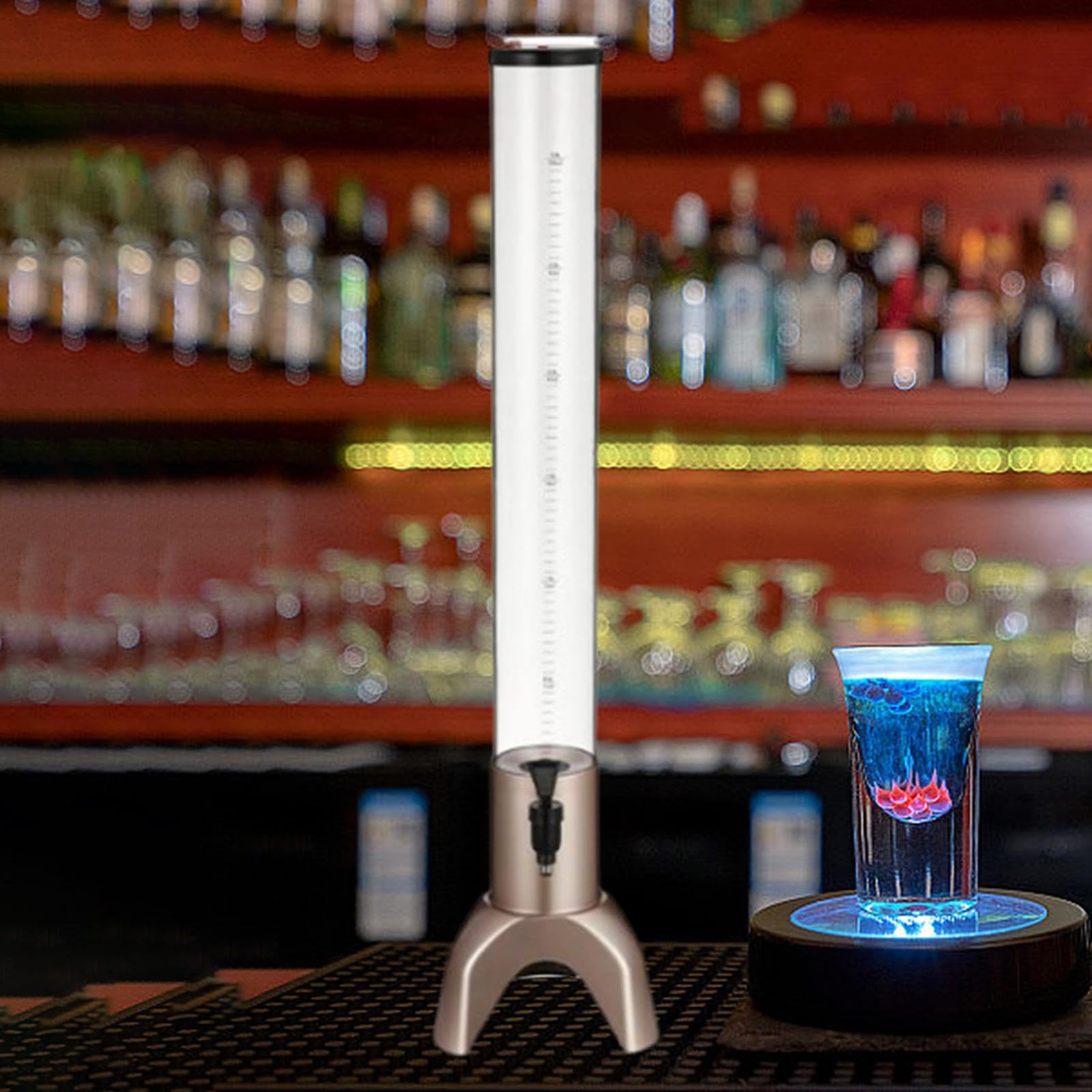 Torre Dispensadora de Cerveza con Indicador de Nivel de Líquido Claro Y Grifo Práctico, Fabricada con Material PC Y PP para Fiestas de Cumple, Oro Rosa 3l, Individual