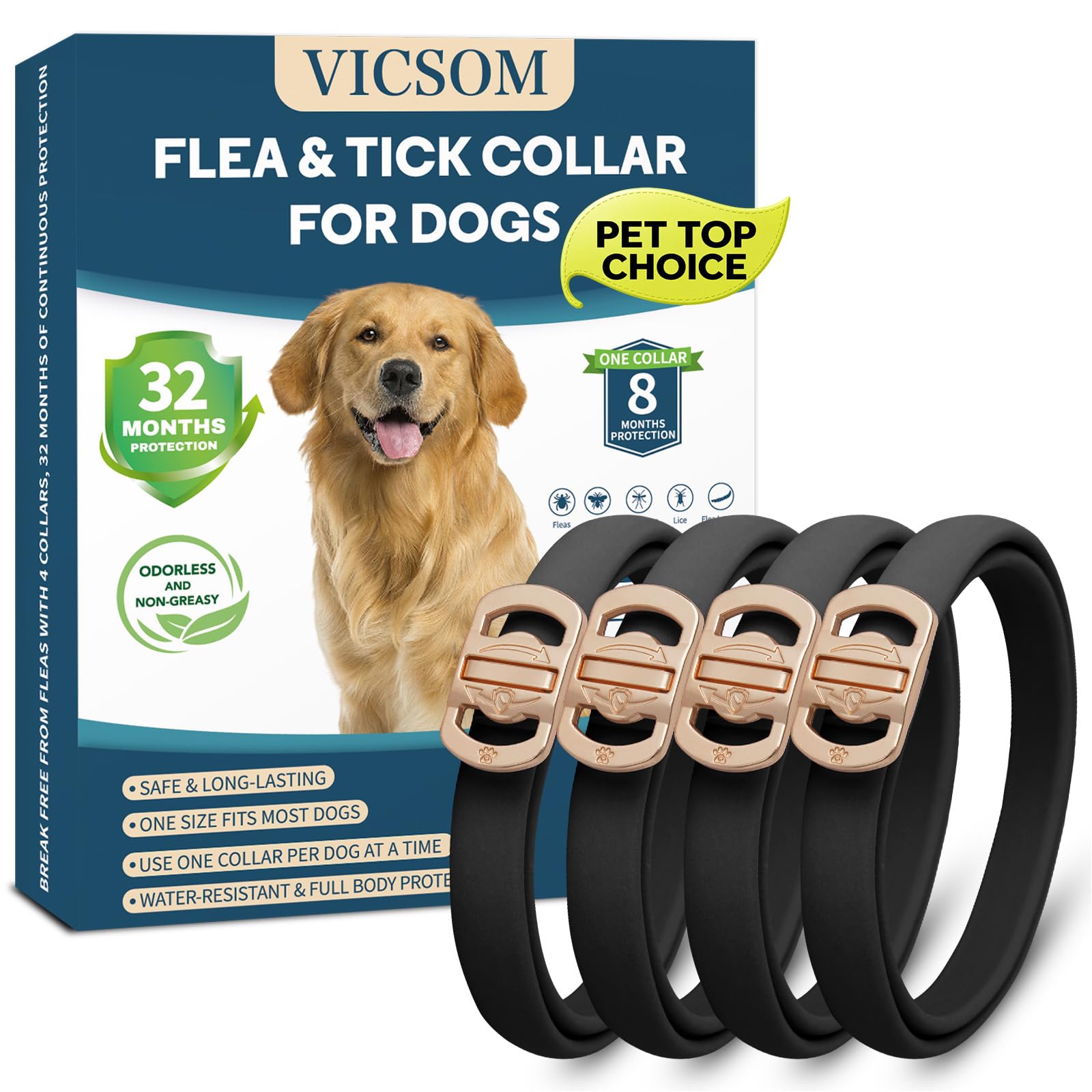 VICSOM 4-Pack Flea and Tick Collar