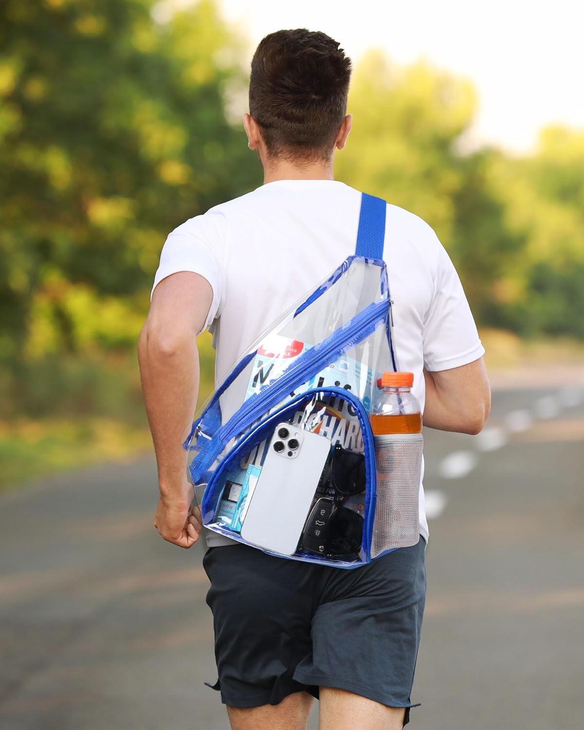 HULISEN Clear Sling Bag, Clear Bag Stadium Approved, Transparent Shoulder Crossbody Backpack Chest Casual Daypack