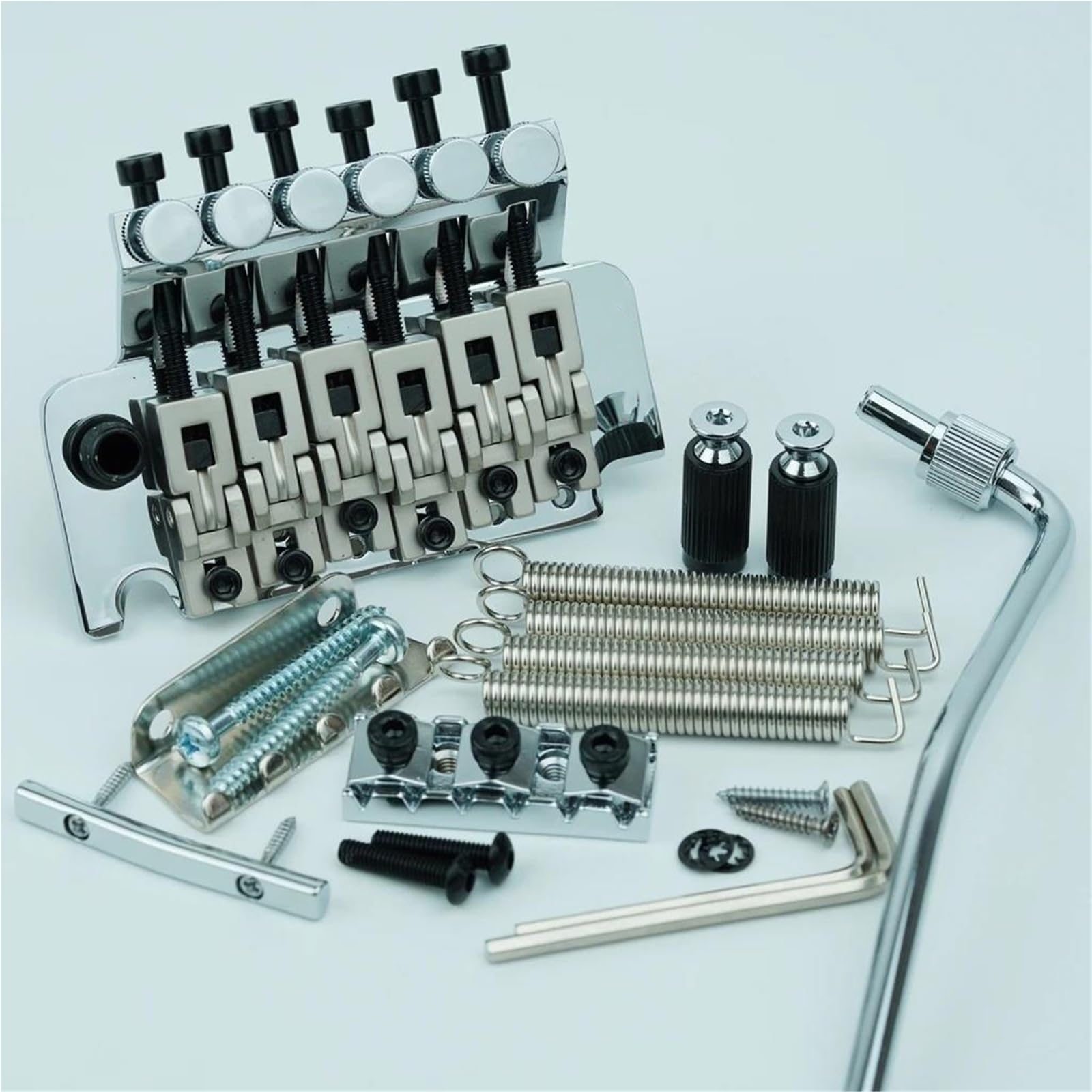 Mostek Gitarowy Podwójna Podstawa Mosiężna Tremol 6 Strunowa Gitara Elektryczna Podwójny Mostek Blokujący R2 42mm/R3 43mm Nakrętka Chrom Czarny(Chrome R3)