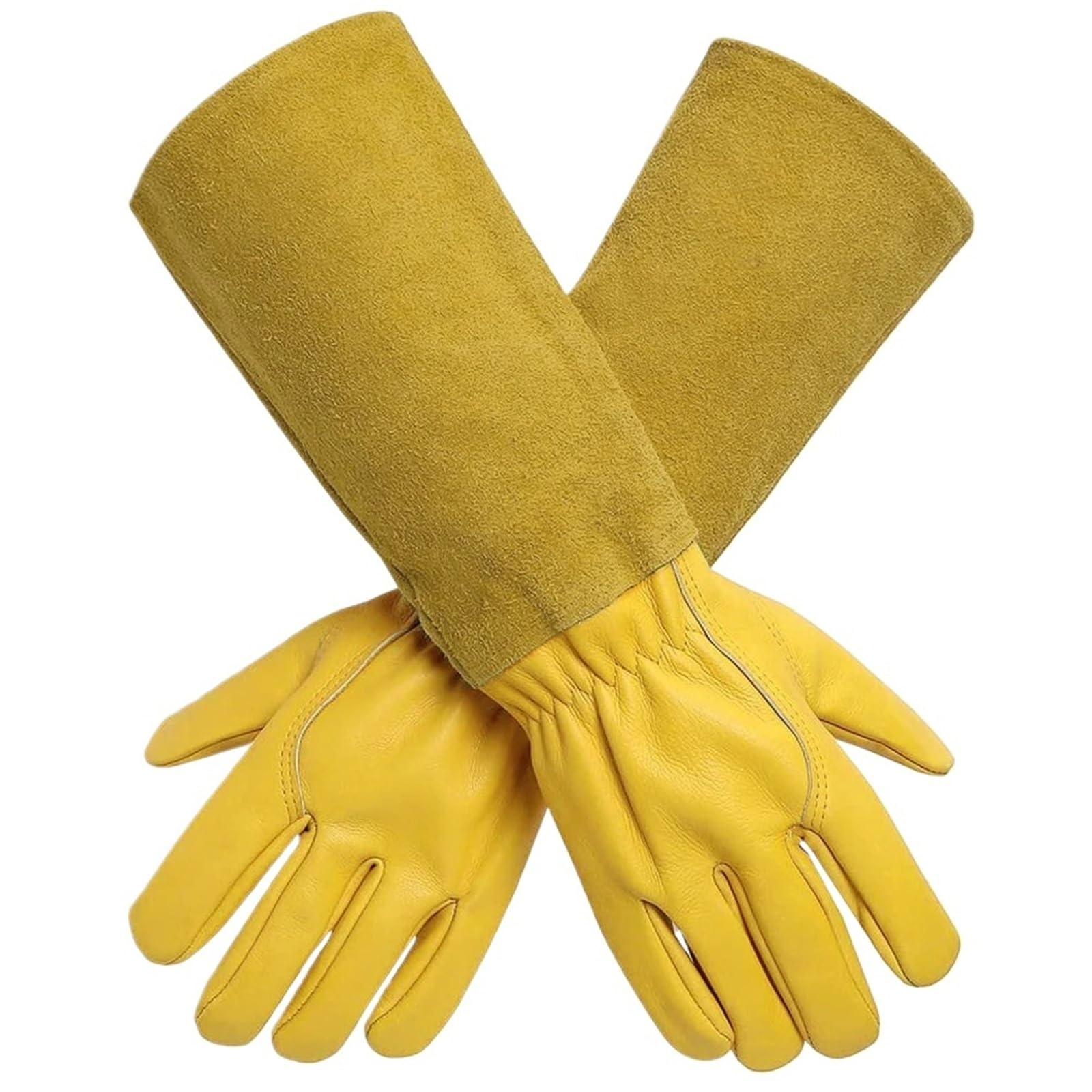 Guanti Giardino 1 paio di guanti da giardinaggio lunghi a prova spina, guanto lavoro in pelle traspirante con protezione dell'avambraccio, floreale for donna uomo(L)