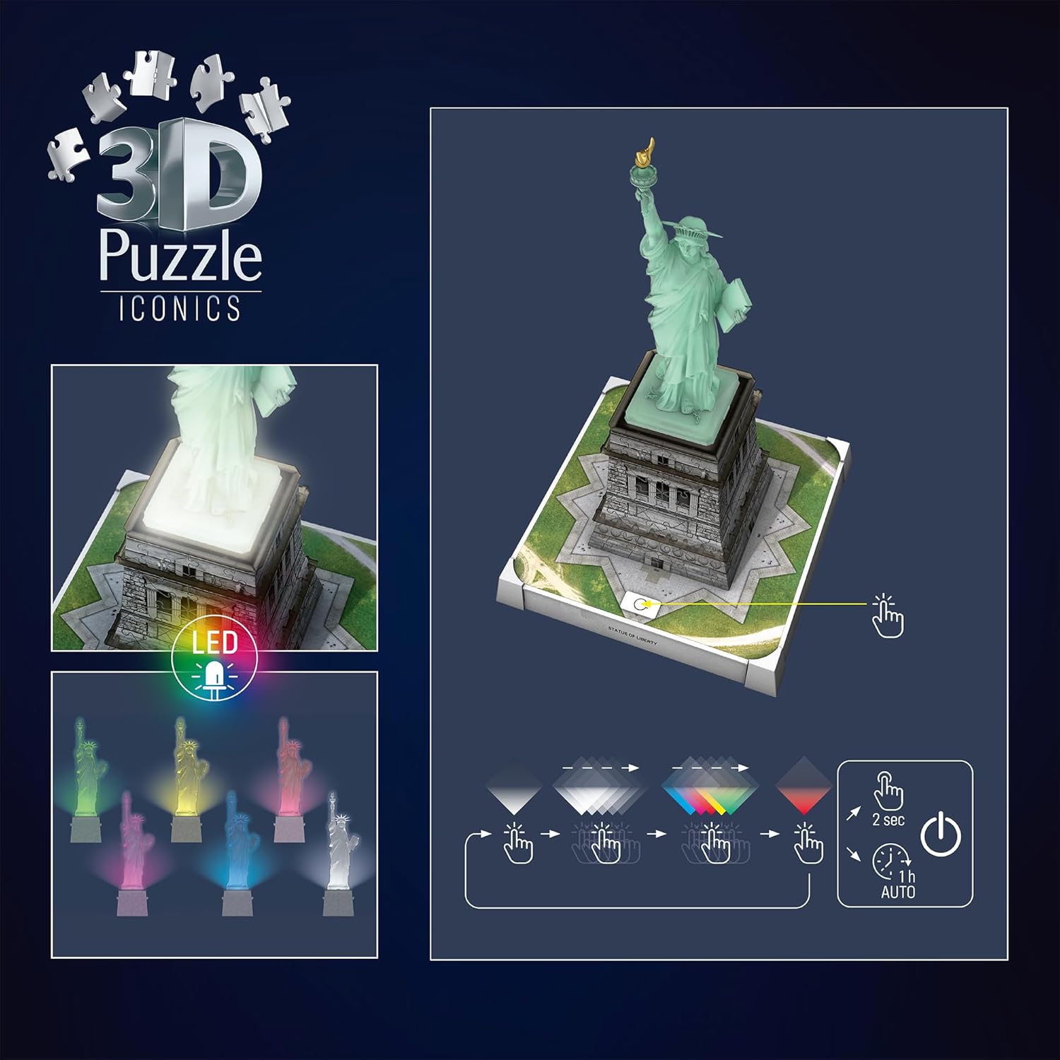 Ravensburger Iconics: Statue of Liberty 3D Puzzle with Light for Kids 8+