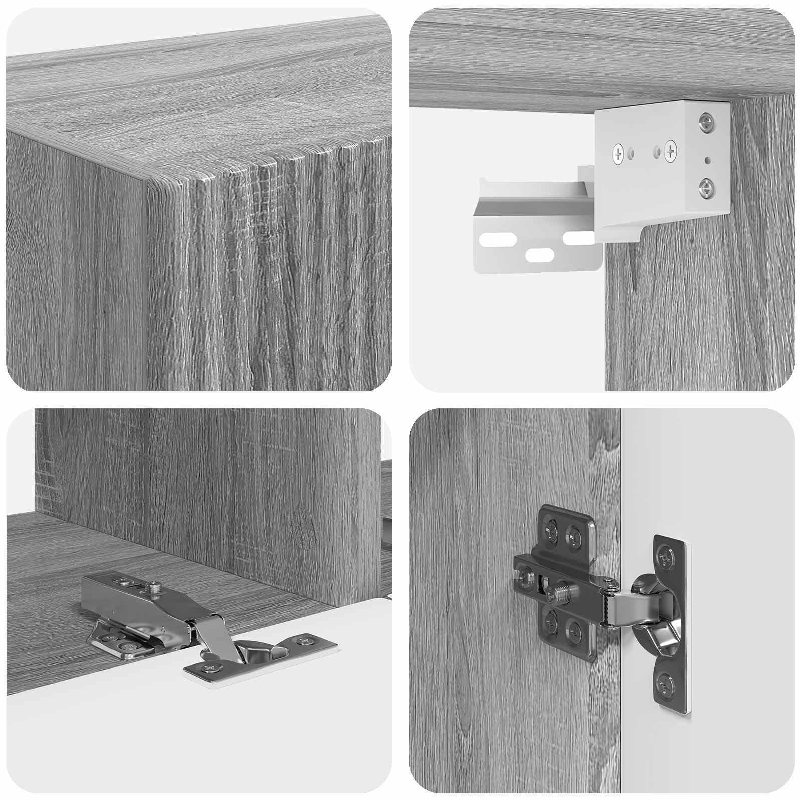 TV-Schrankset Wandmontiert 2-teilig, Graues Sonoma Holzwerkstoff, Modernes Media-Center für Wohnzimmer, Elegante Aufbewahrung, Platzsparendes Design