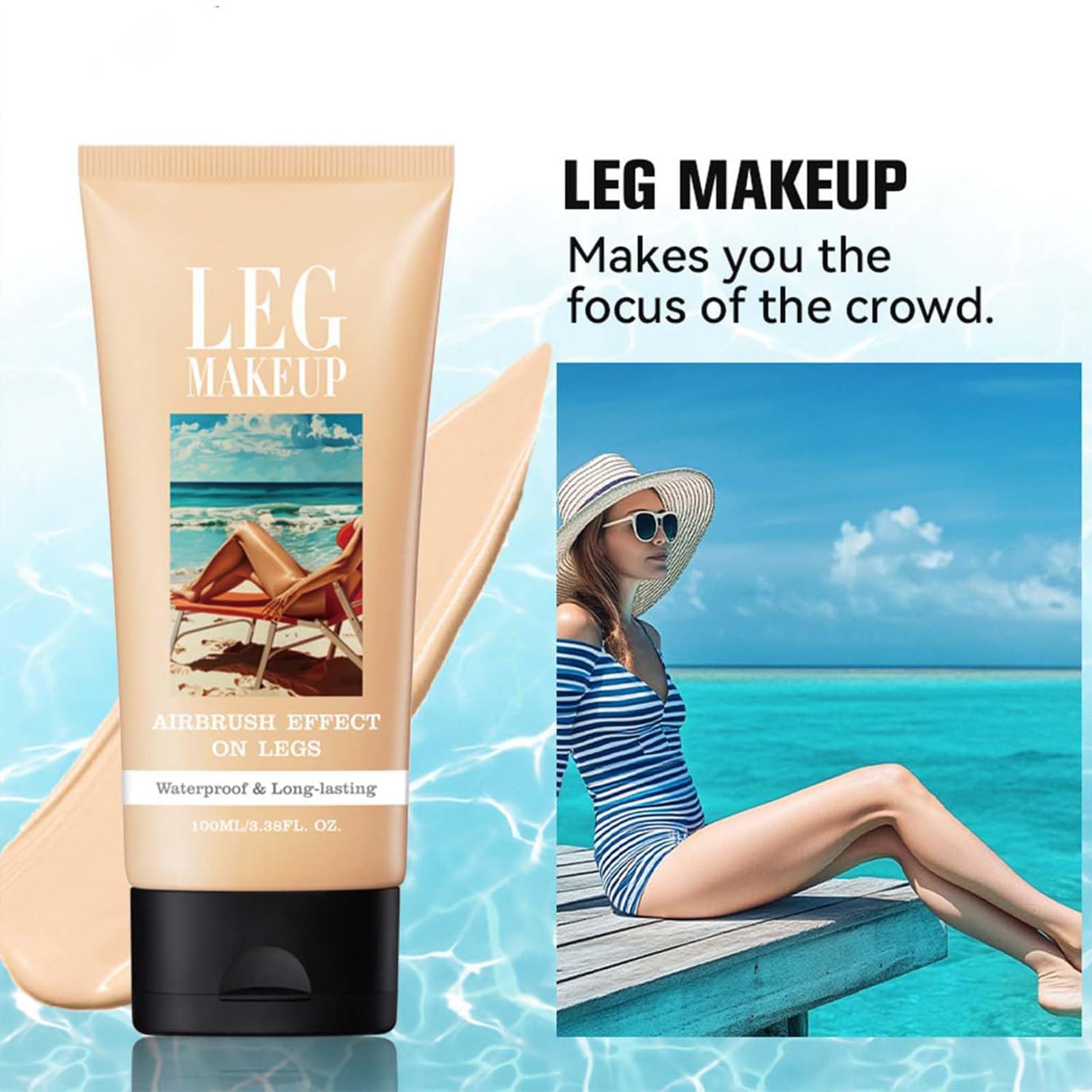 Miracle De Paris Leg Makeup, Miracle De Paris Body Coverage Perfector, All Over Complexion Perfector With Brush For Legs, Waterproof Long-Lasting Sweat-Proof Coverage Concealer (#2)