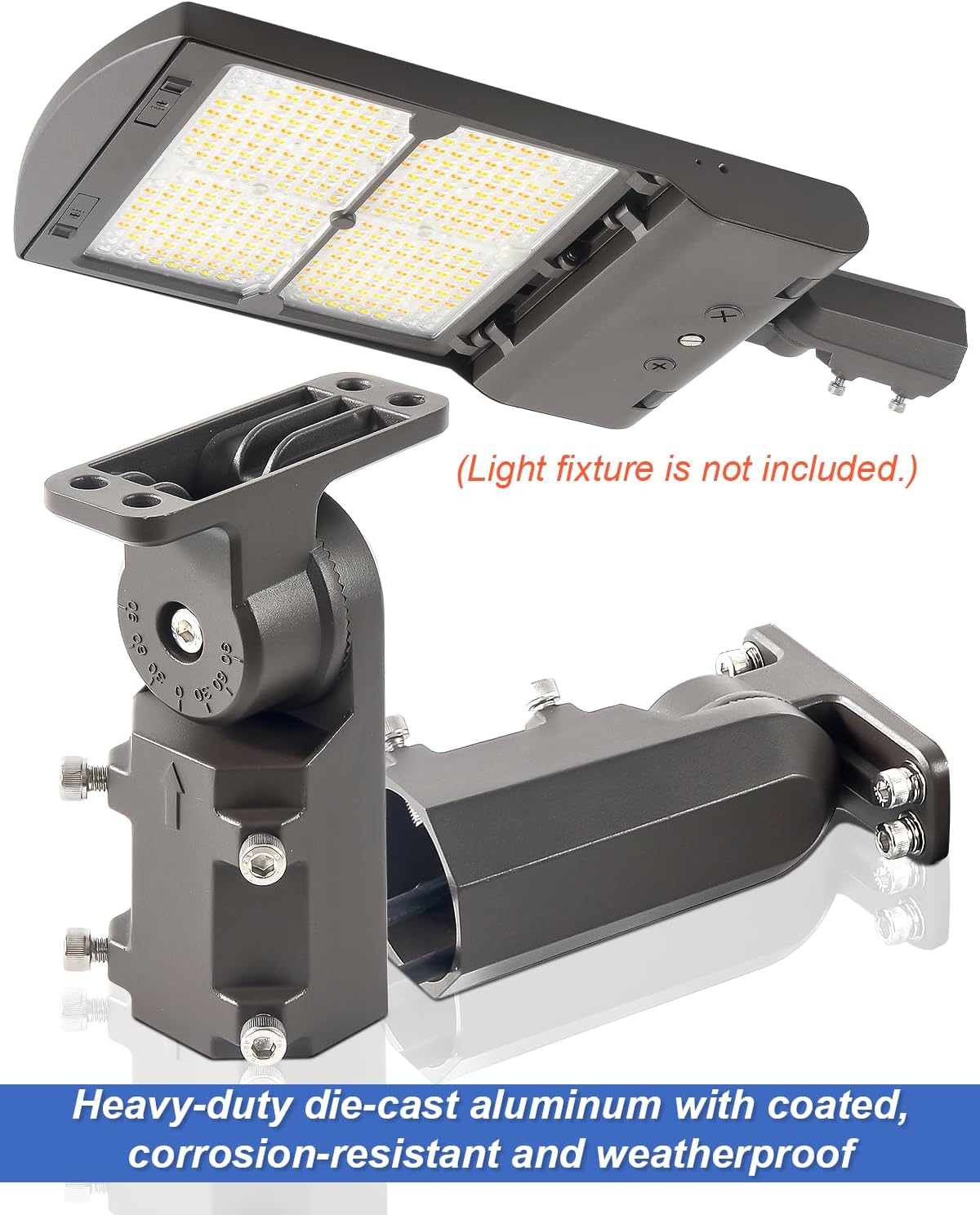 2-3/8" Slip Fitter Mount for LED Shoebox, Area & Flood Lights – Adjustable Tenon Adapter for Parking Lot and Street Light Poles, Heavy-Duty Outdoor Bracket