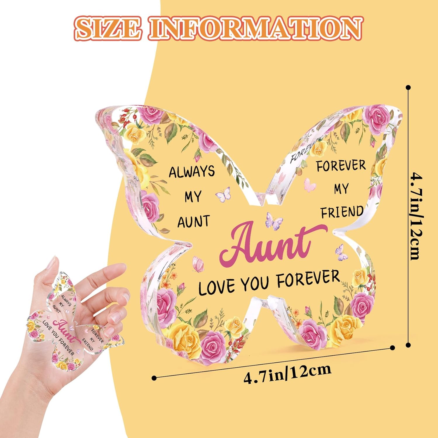 Aunt Auntie Gifts for Women from Nephew Niece Great Best Aunt Ever Gift Ideas Decorative Butterfly Shaped Acrylic Block Plaque Unique Birthday Valentines Day Mothers Day Christmas Gifts - Image 4