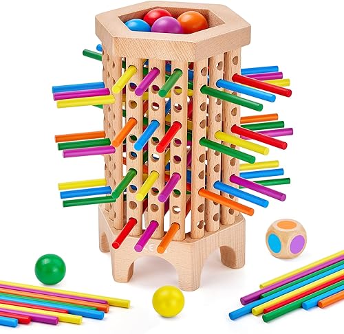 Montessori - Juego de mesa de madera, 36 coloridos palos de madera, juguete educativo de matemáticas para niños de 3, 4, 5, 6 años, juguete de