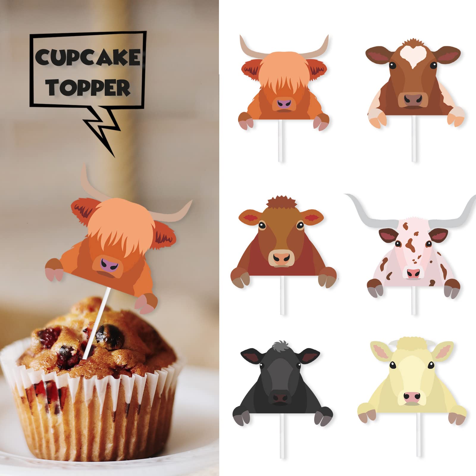 Ice Cream & Fruit Cupcake Toppers - 18pc Glittery Birthday Party Decorations