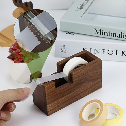 Miniatura 9 de Dispensador de cinta de escritorio de oro transparente, dispensadores de cinta acrílica de núcleo de 1 pulgada, base antideslizante, accesorios de