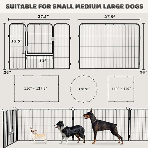 Miniatura 6 de OFIKA Corralito de Metal Resistente para Perros para Animales MedianosPequeños, 16 Paneles 24" de Altura x 27" de Ancho, Cerca para Perros Corral de