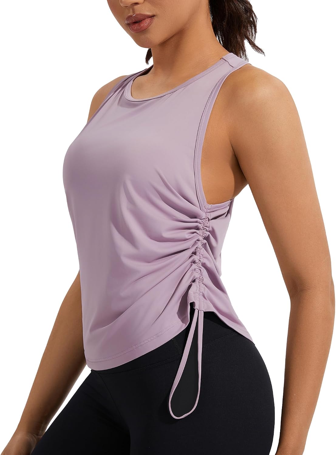 Workout Tank Tops for Women Ruched Side Racerback Athletic Tops Loose Sleeveless Yoga Running Gym Shirts for Women