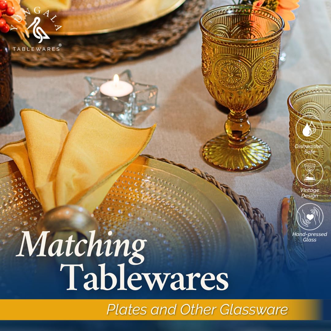 Bernsteinfarbene Trinkgläser, Set mit 6 bernsteinfarbenen Glasbechern, 237 ml, kleine Wassergläser, Hobnail, spülmaschinenfest, niedliches farbiges Trinkgeschirr für den Herbst