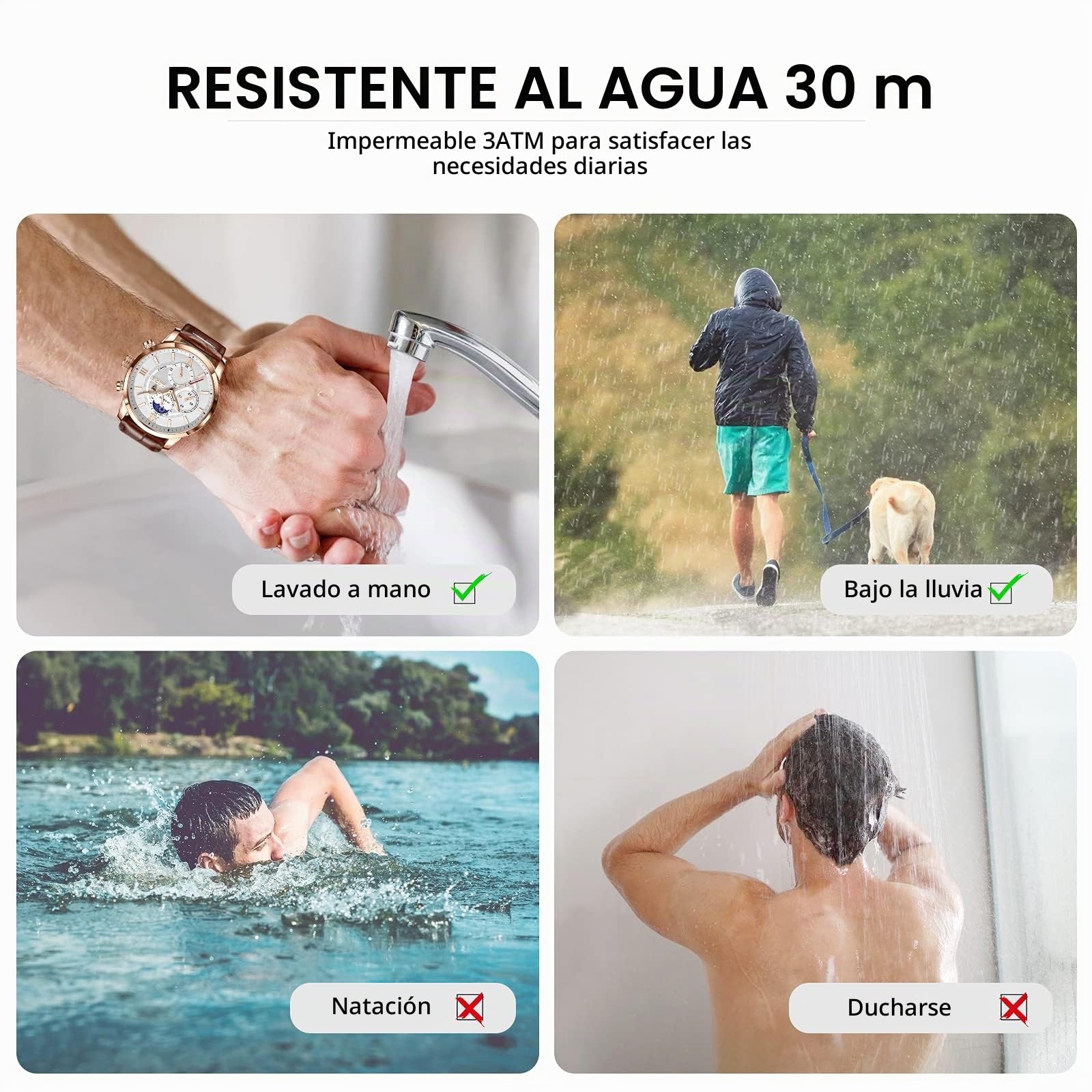 LIGE Relojes Hombre, Reloj de Pulsera de Cuero con Correa de Cuero para Vestido de Negocios de Cuarzo Analógico a Prueba de Agua a la Moda para Hombres
