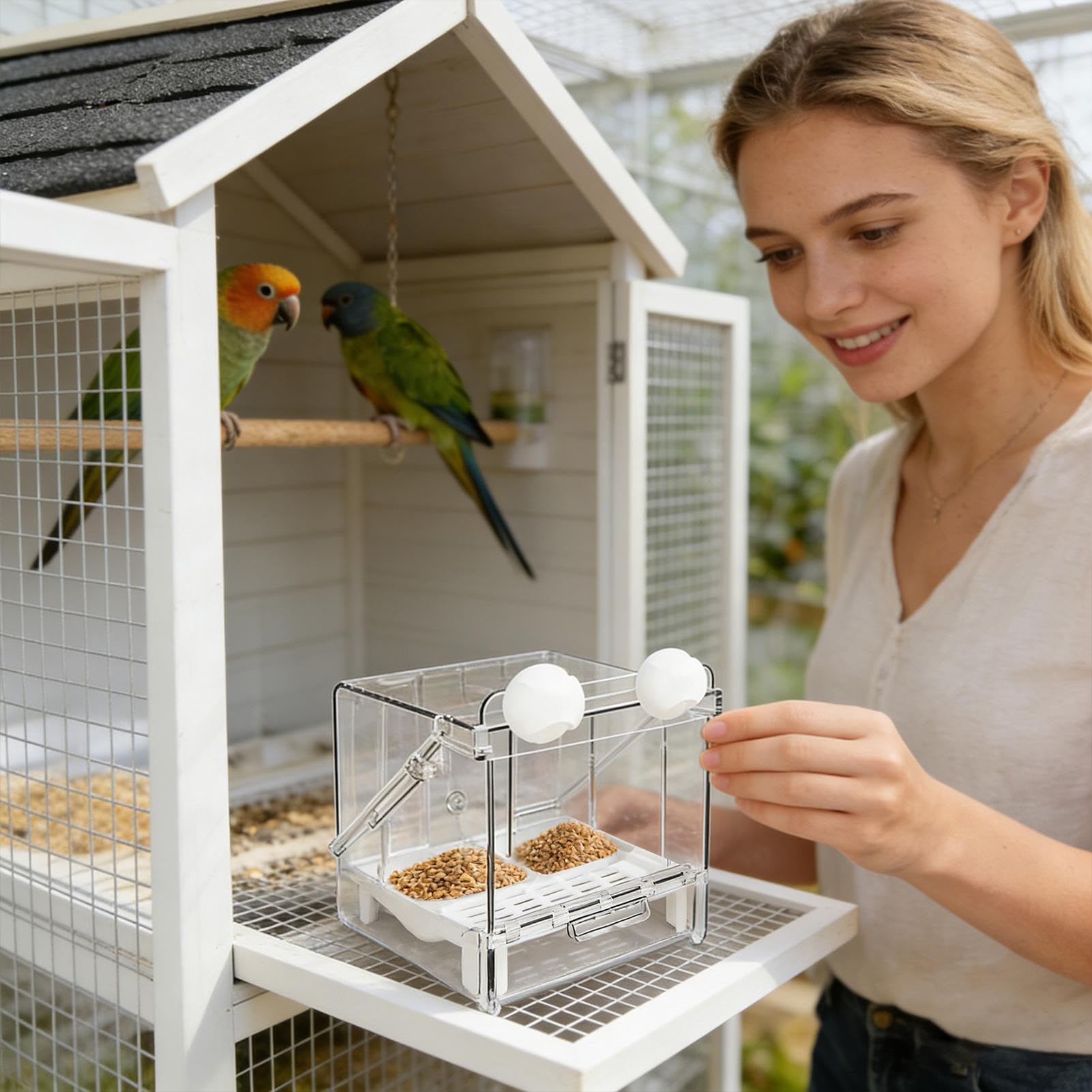 Bain pour Cage à Oiseaux Mangeoire Transparent