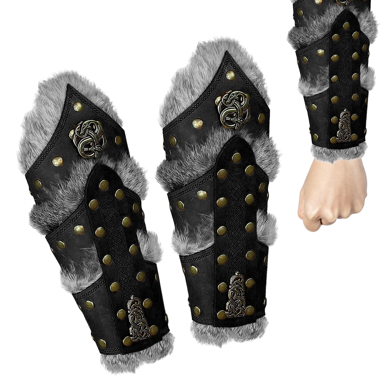 - Bracciali in pelle – Coppia di protezioni per braccia medievali in pelle | sintetica, per costumi rinascimentali, per guerrieri vintage, per festival e cosplay
