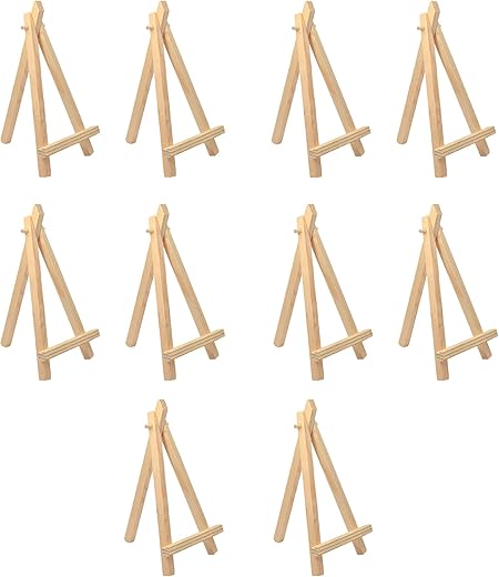 Buzz Cool Wooden Easel Stand | Display Tabletop Tripod Stand for Mini Canvas, Art Decoration | Small Easel Stand for Artists Photos Card Wedding Decoration | 6 inch, 10pcs