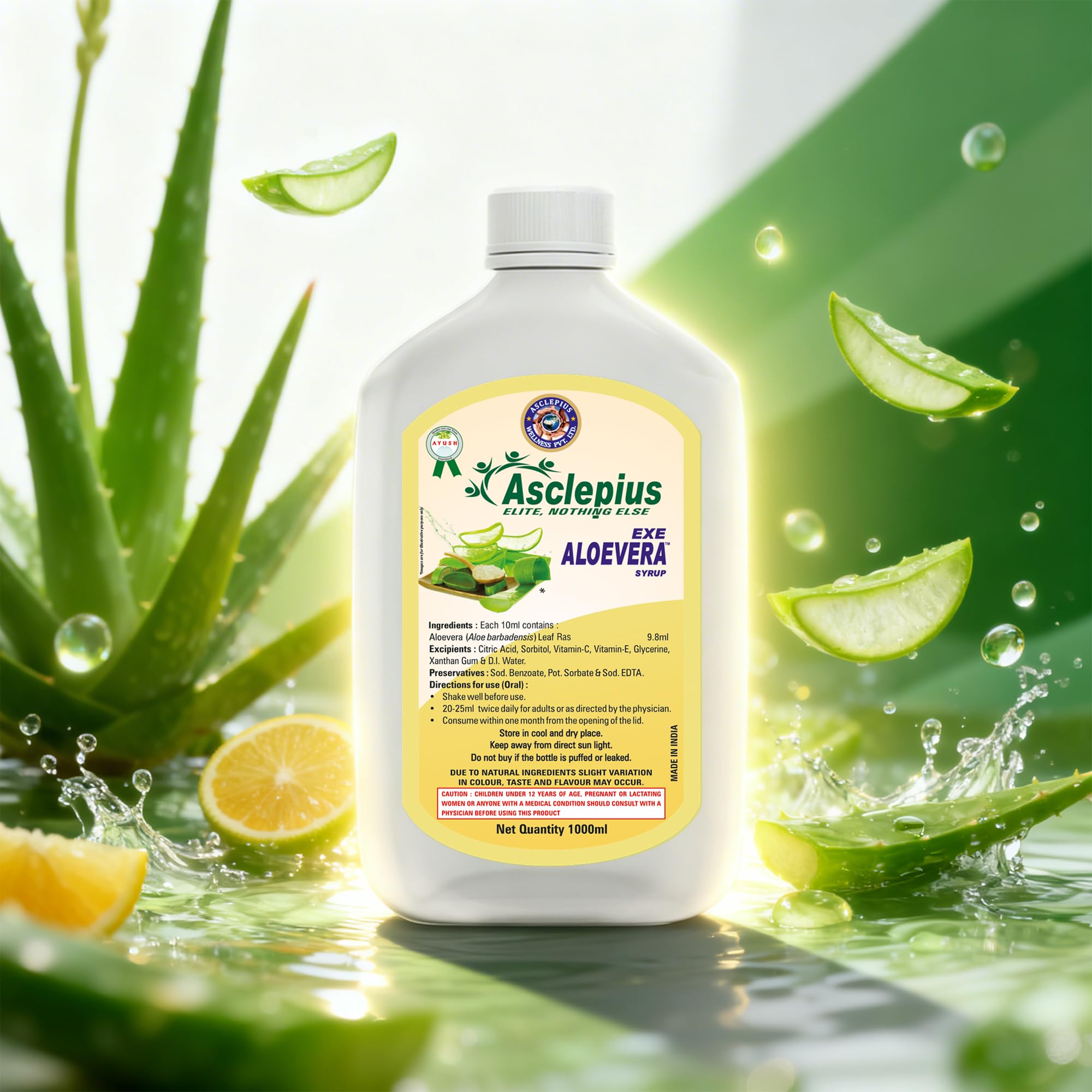Asclepius Exe Aloevera Syrup Supports Digestive & Skin Health, Rich in Vitamins, Natural Aloe Vera Extract, No Artificial Colors or Flavors- 1000ml — Amazon image 4