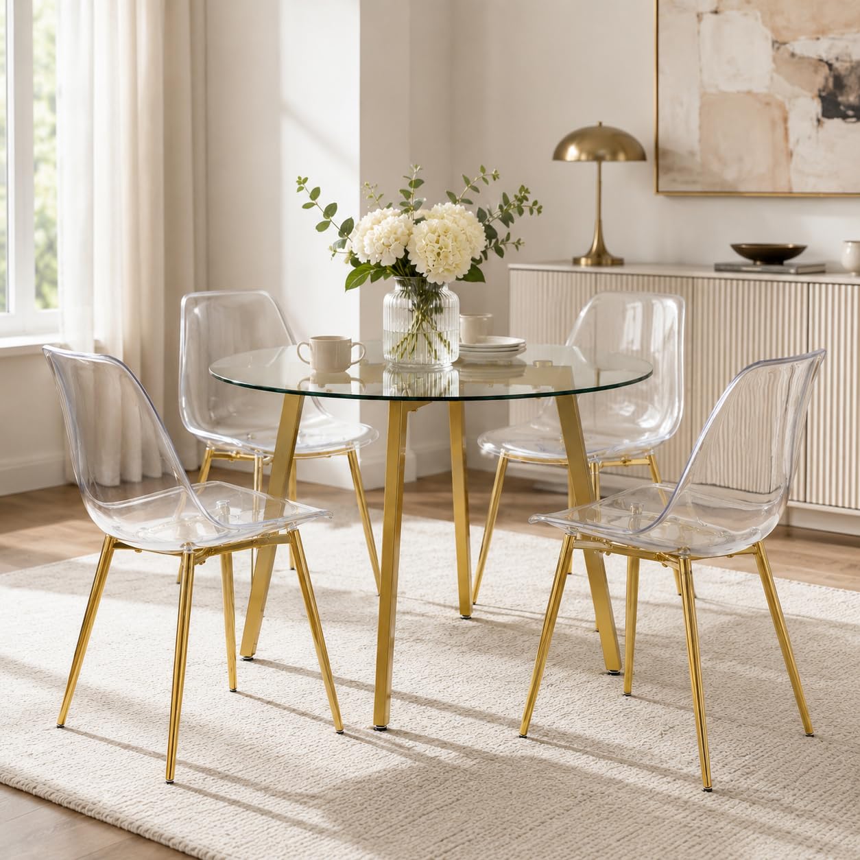 gopop Round Glass Dining Table Set