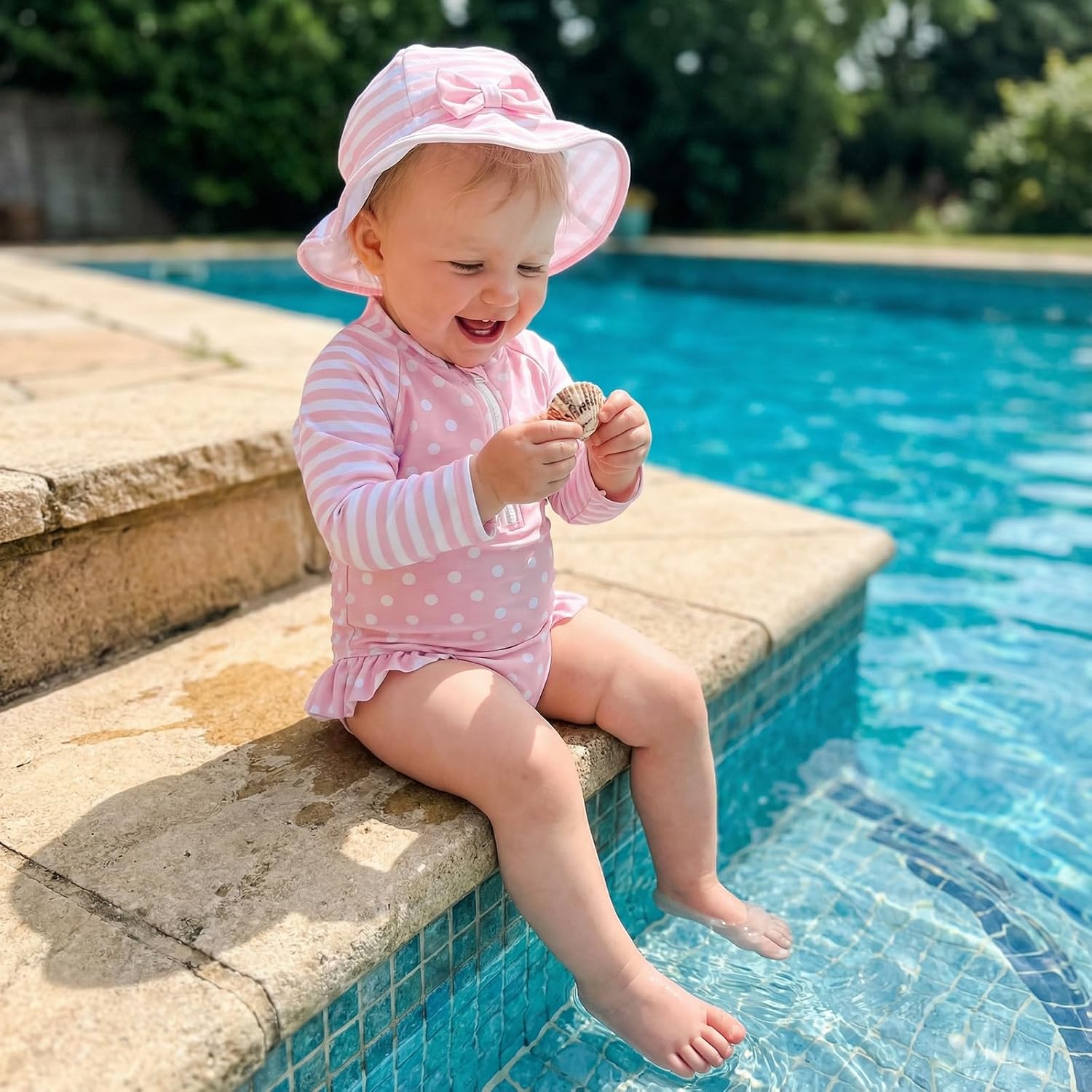 Toddler Baby Ruffle Butts Girls Swimsuits Long Sleeve Rash Guard Bathing Suit Summer One Piece Swimwear