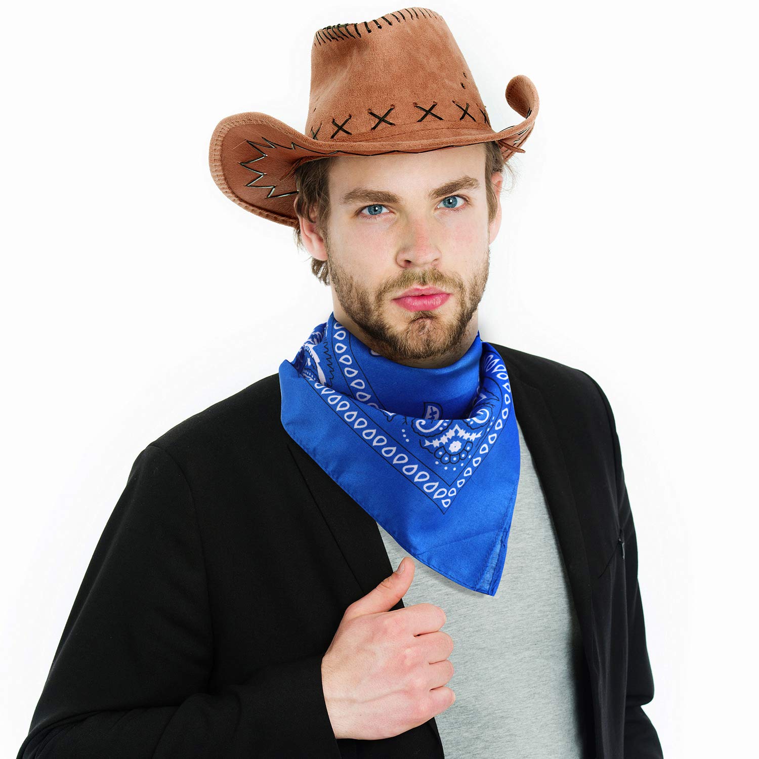 SATINIOR 6 Pezzi Cappello da Cowboy Occidentale con Bandanna, Abito Costume Festa Favorito