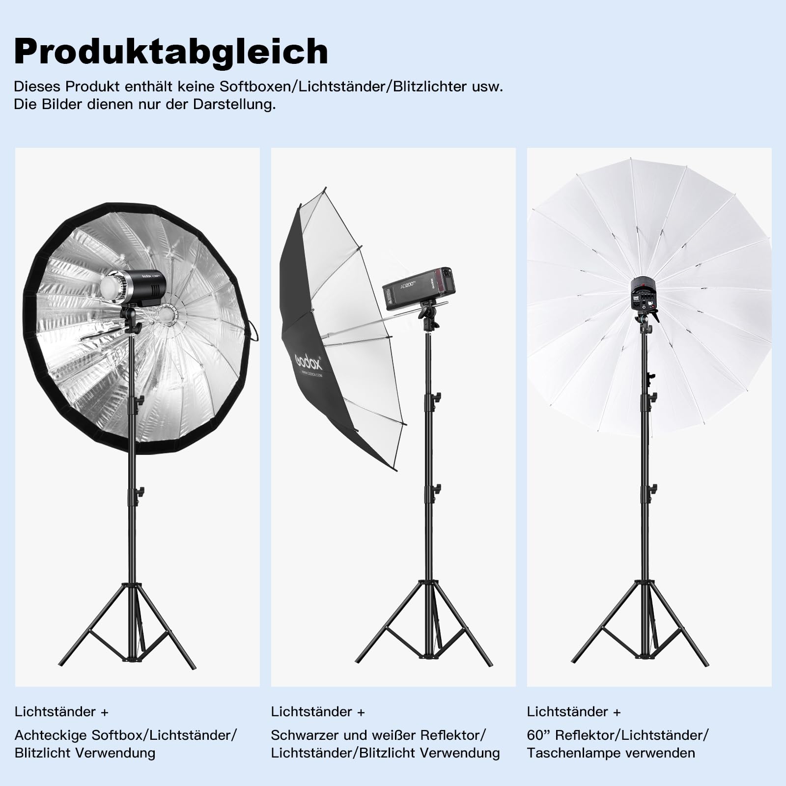 Godox AD-E2 Staffa per flash Supporto per ombrello in metallo Staffa per ombrello con vite standard da 1/4" e adattatore per ombrello per AD100 AD100Pro AD200 AD200Pro