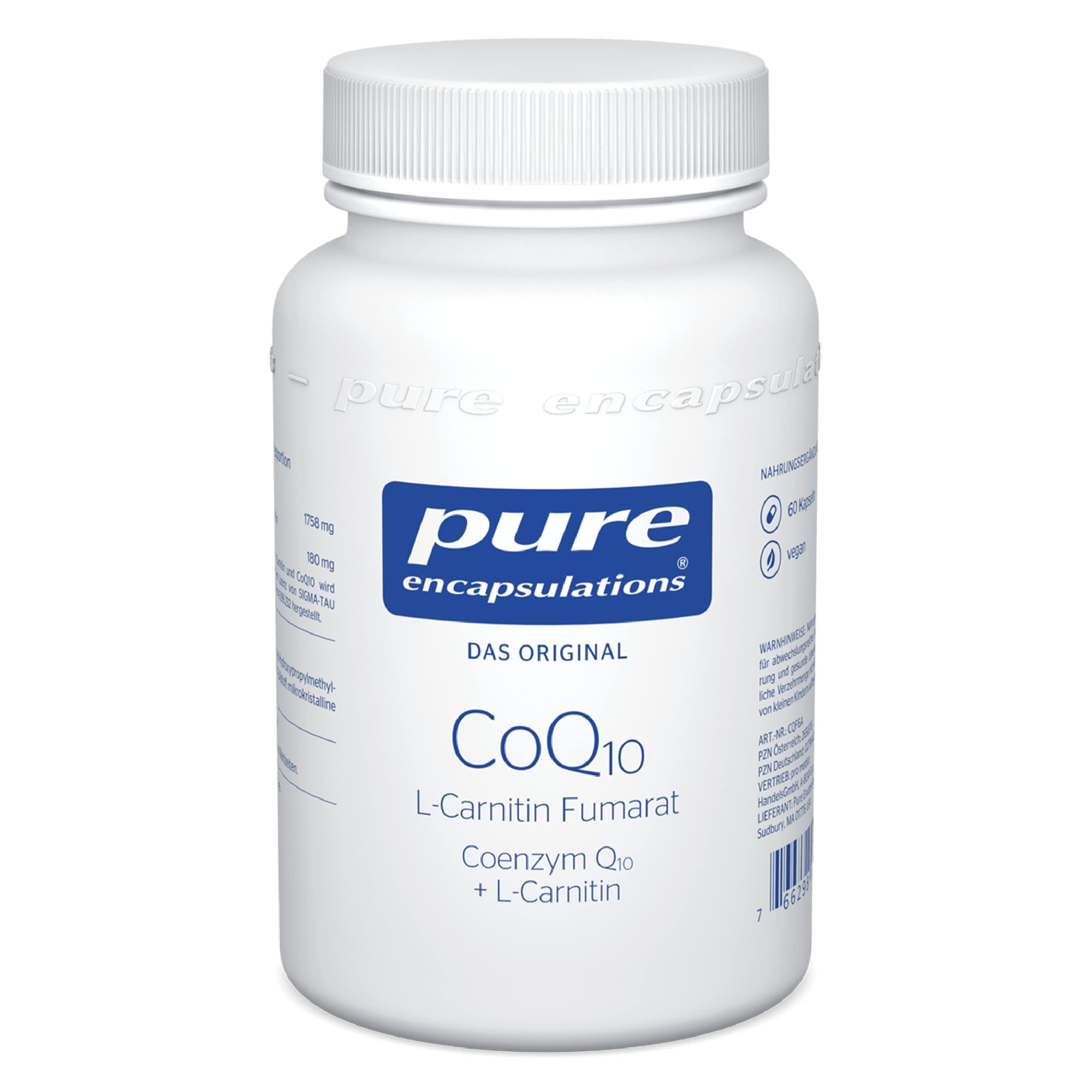 Pure Encapsulations - CoQ10 L-Carnitin Fumarat - Hohe Konzentration an Coenzym Q10 und L-Carnitin - Vegan - 60 Kapseln