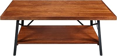 PrimaSleep Solid Wood Top & Steel Legs Cocktail Sofa Dining Garden, Brown Coffee Table