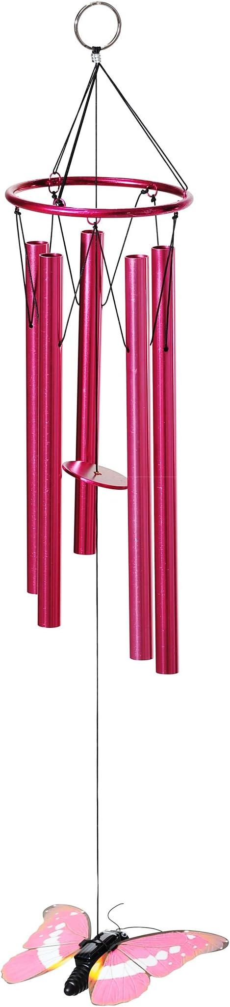 WC127419 Solar Buddies Flapping Butterfly Wind Chime, Small, Pink