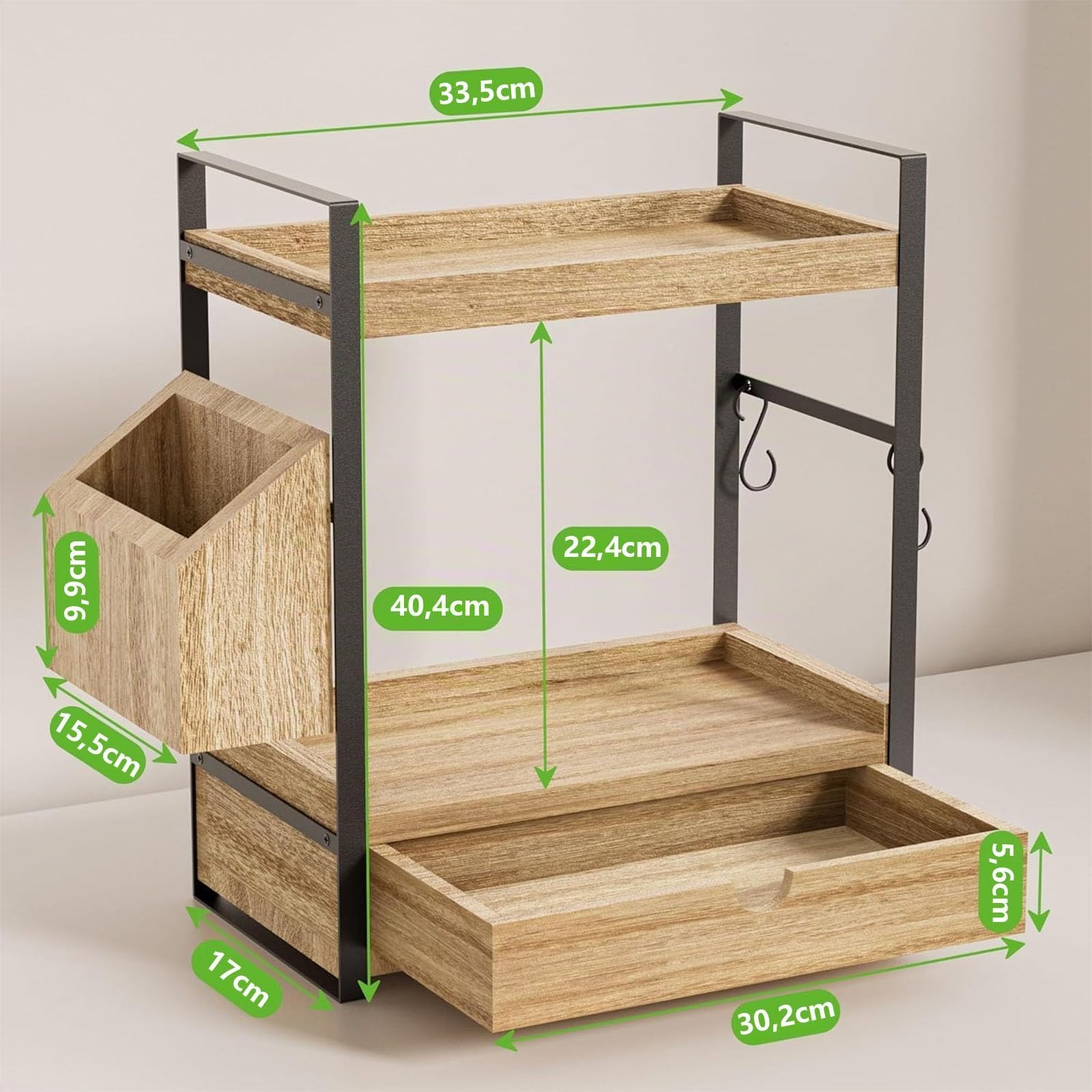 Kottwca Organizer da bagno a 2 livelli con cassetti, cestini e 2 ganci