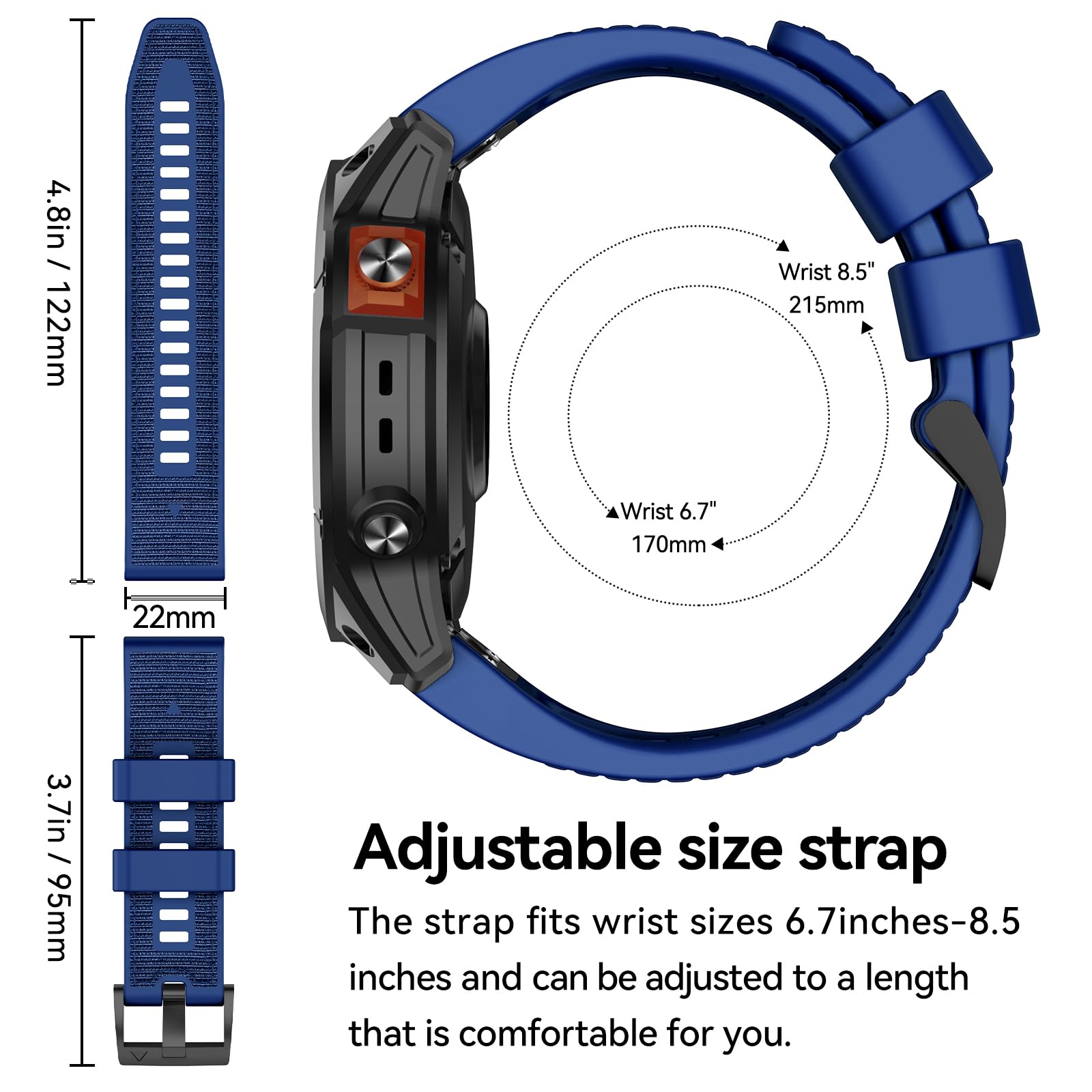 MYSNBKN 22mm Quick Fit Strap for Fenix 8 47mm/Fenix 7 Pro/Fenix 7/Fenix 6/Fenix 5/Fenix E/EPIX 2 - Image 4