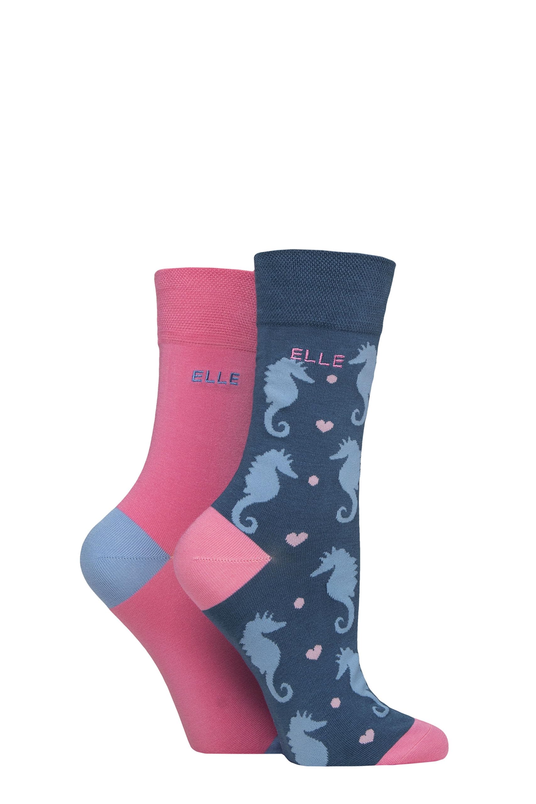 ELLE Ladies Soft, Breathable & Cooling Bamboo Patterned and Plain Colourful Socks in a Multipack of 2 Pairs (UK, Numeric, 4, 8, Regular, Regular, Seafarer)