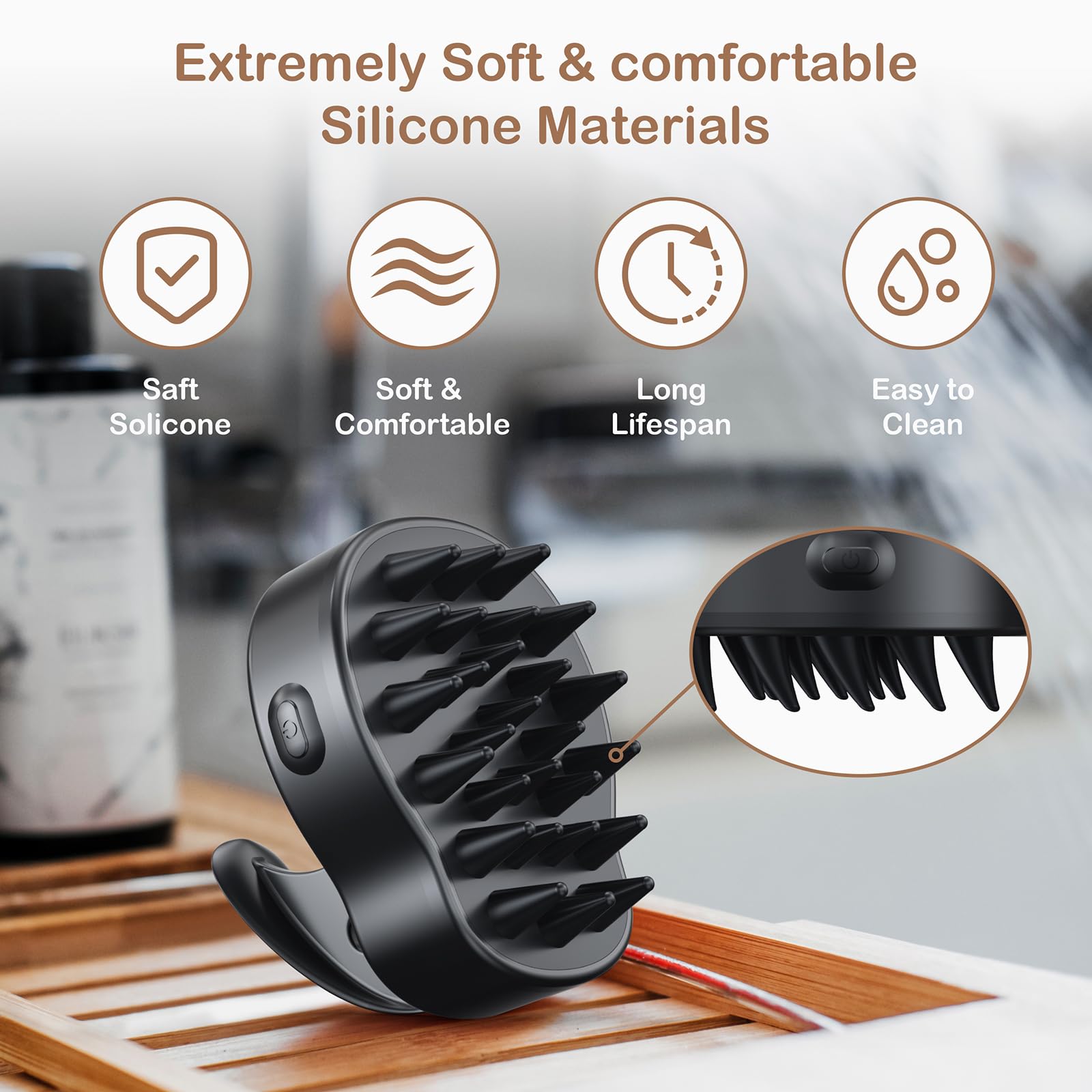 Amazon.com : Electric Hair Scalp Massage Brush with Soft Silicone  Bristles,3-Level Vibration,IPX6 Waterproof for Hair Growth & Dandruff  Removal, Scalp Exfoliator(Green) : Health & Household