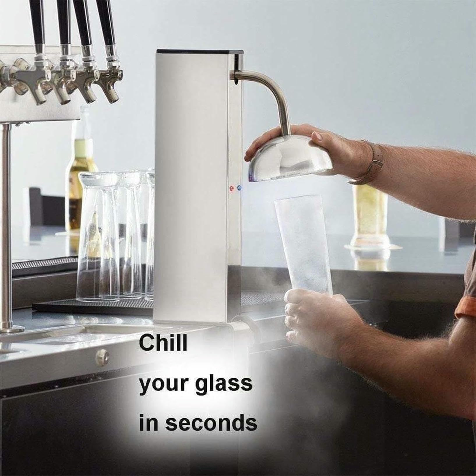 Enfriador De Vidrio, CO2 Glass Graster, Instant Glass Froster, Chiller De Vidrio De Vino De Acero Inoxidable, -45 ° C Máquina De Copa De Hielo Eléctrica Comercial, Soporte De Encimera