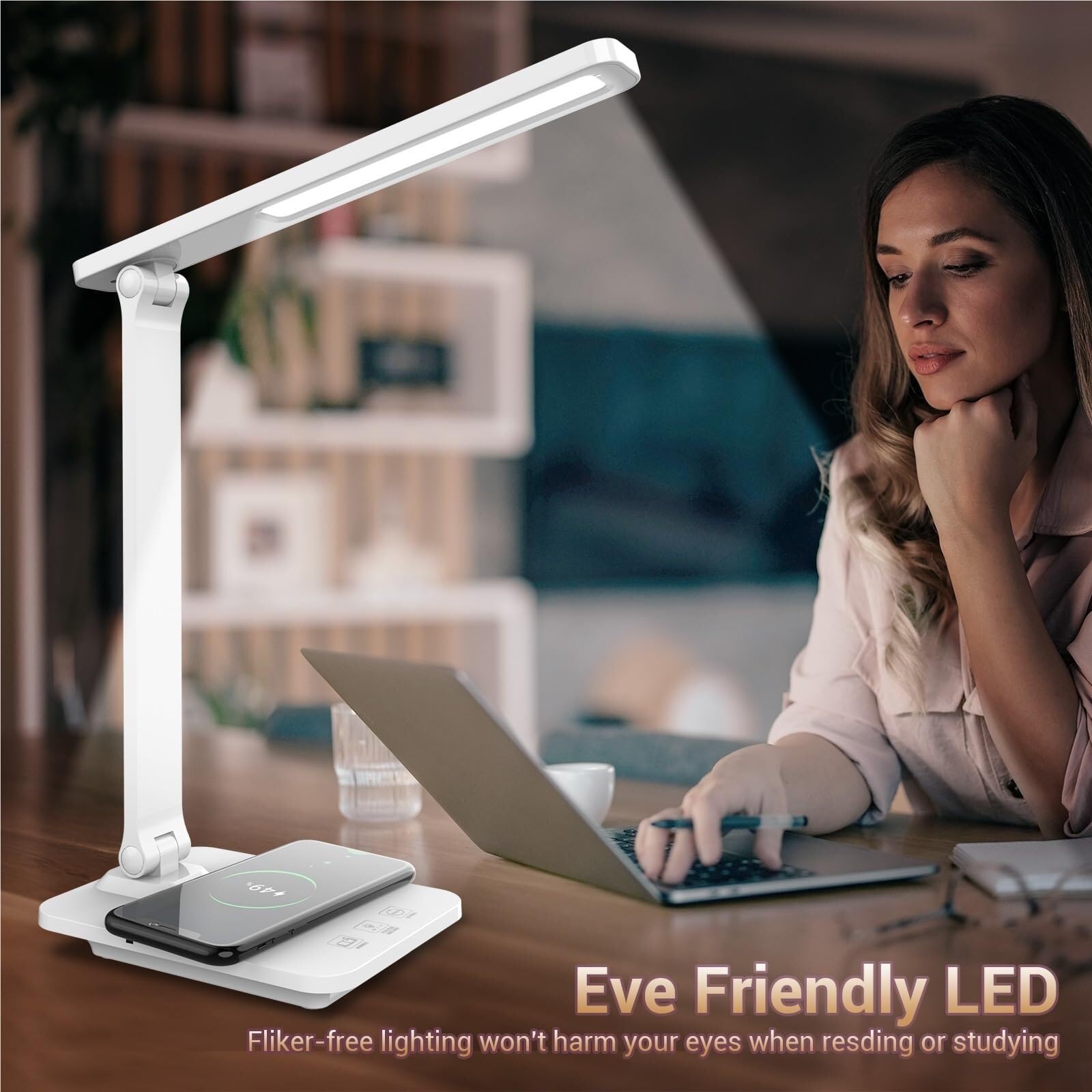 Lámpara Escritorio Lámpara De Escritorio LED Inalámbrica con Batería Recargable Y Regulador Intensidad Protección Ocular