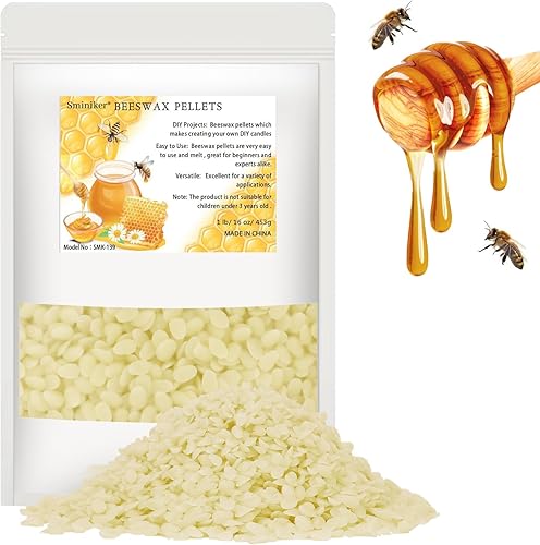 Pellets de cera de abeja de 1 libra para hacer velas, pellets de cera de abeja orgánica para piel, cuentas de cera de abeja, cera de abejas a granel
